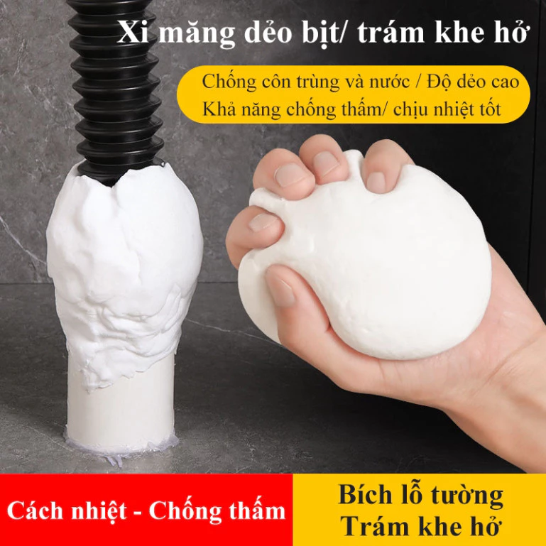 [ COMBO 10 GÓI ] Xi măng trắng dẻo cách nhiệt PLSHARK chống thấm cách nhiệt bịt lỗ điều hoà đường ống nước