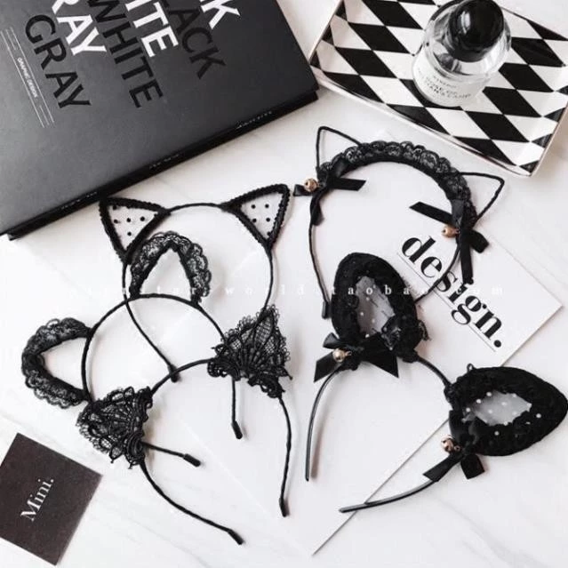 Bờm Tóc Cài Tóc Tai Mèo, Tai Gấu, Tai Sóc Sexy Ren PK01 Băng Đô Dễ Phối Đồ Ngủ Nữ Gợi Cảm Cosplay Quyến Rũ