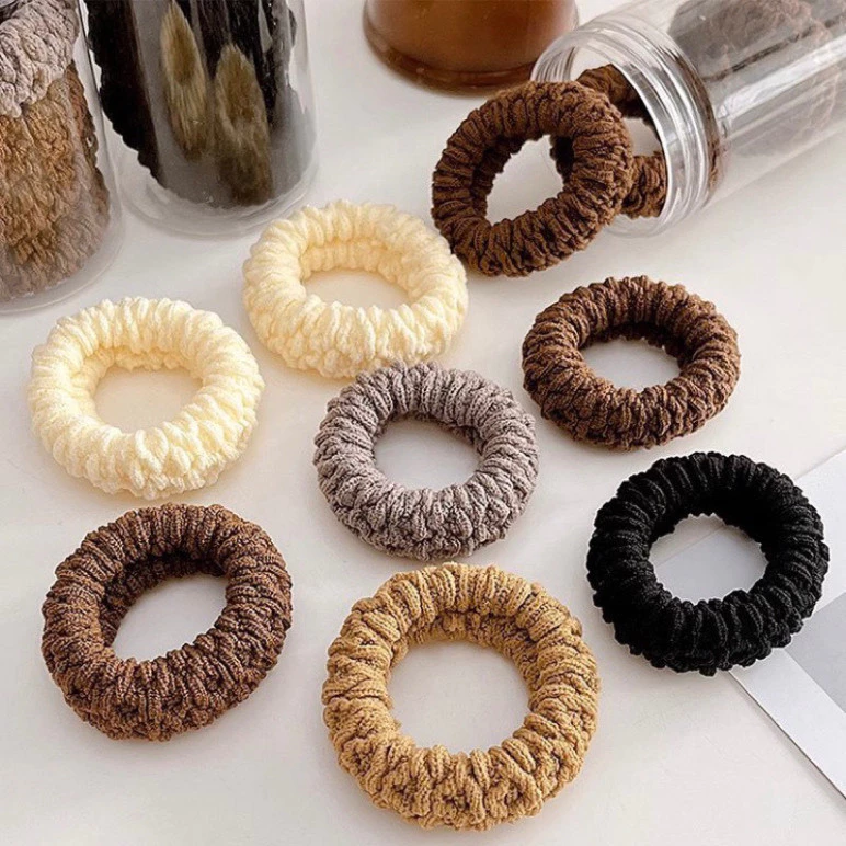 Hộp 6 Dây Buộc Tóc Màu Trơn Cho Nữ🍒FREESHIP🍒Sét 6 chun cột tóc bằng vải nhiều màu sắc kèm ống đựng trong suốt