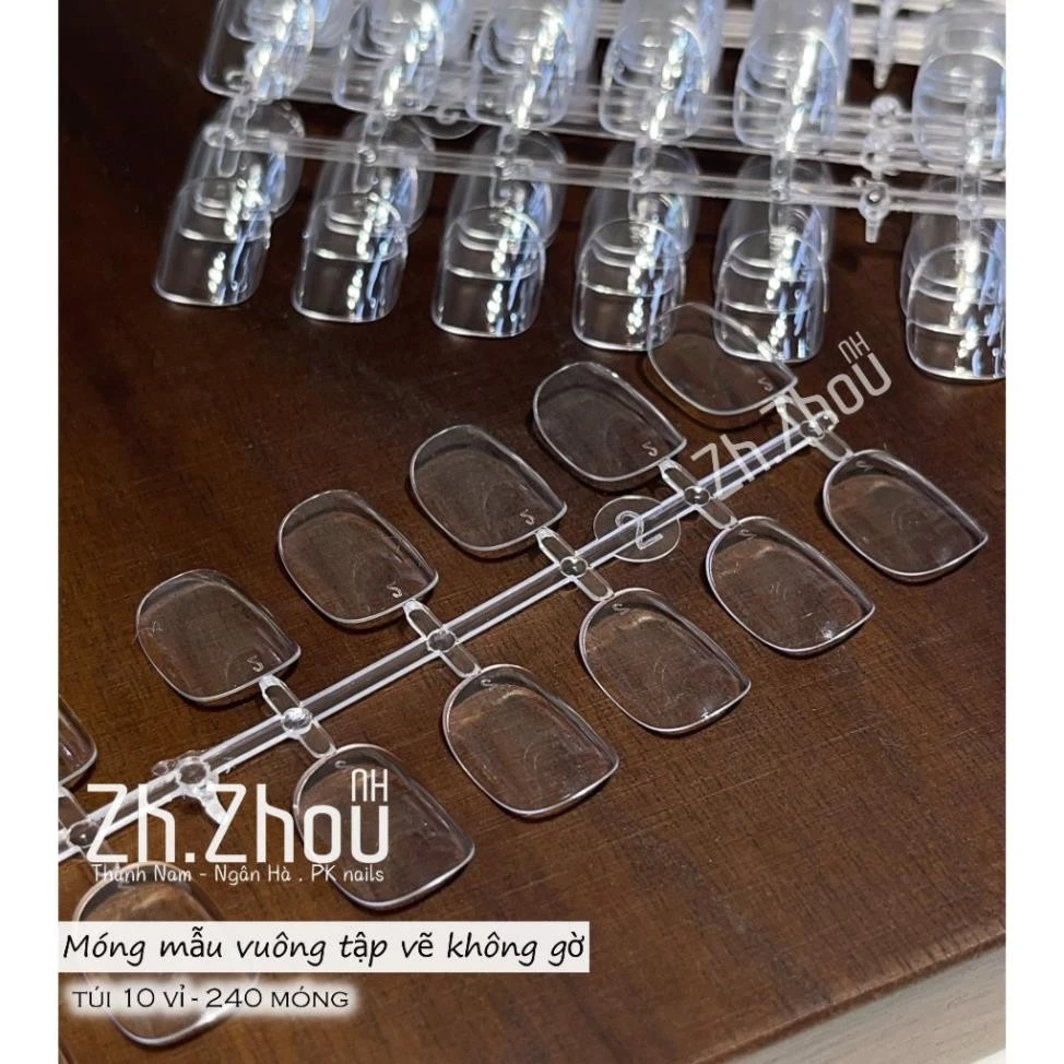 Móng mẫu vuông không gờ, móng vuông tập vẽ trong không gờ, móng tập vẽ tập sơn 10 vỉ túi 200 móng