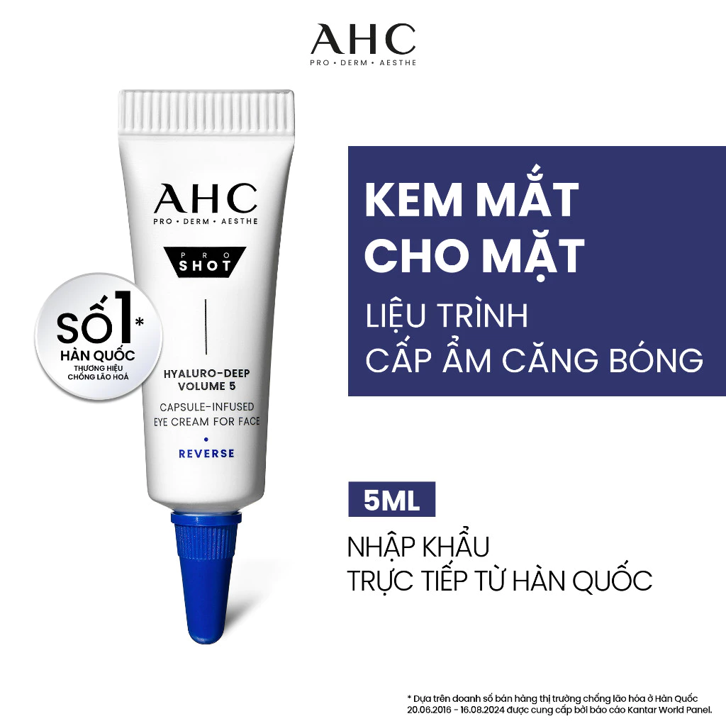 [HB GIFT] Kem mắt 5ml cho mặt cấp ẩm sâu căng bóng AHC PROSHOT HYALURO-DEEP VOLUME 5 5ML
