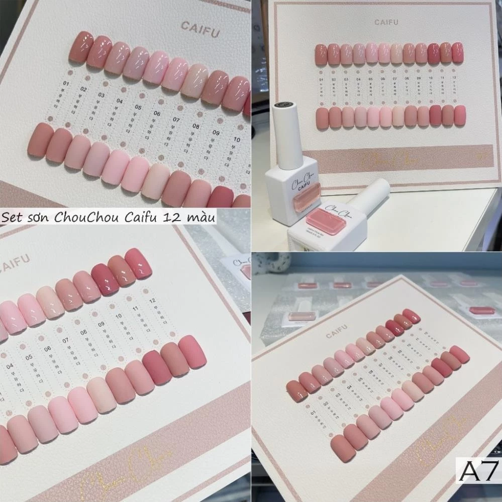 Set sơn tông hồng vỏ đỗ, Sơn hồng sữa, Sơn hồng nude cao cấp, sơn Chouchou cao cấp