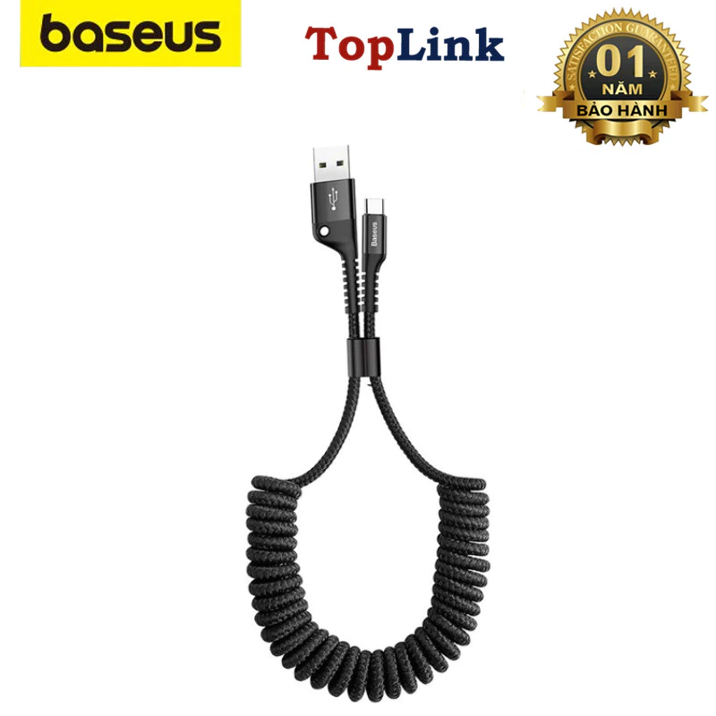 Cáp Sạc Xoắn Ốc Có Thể Thu Vào Type C Baseus Fish-Eye Đối Với Samsung S10 S9 S8 Xiao Mi Mi 9 8 USB-C Nhanh Chóng