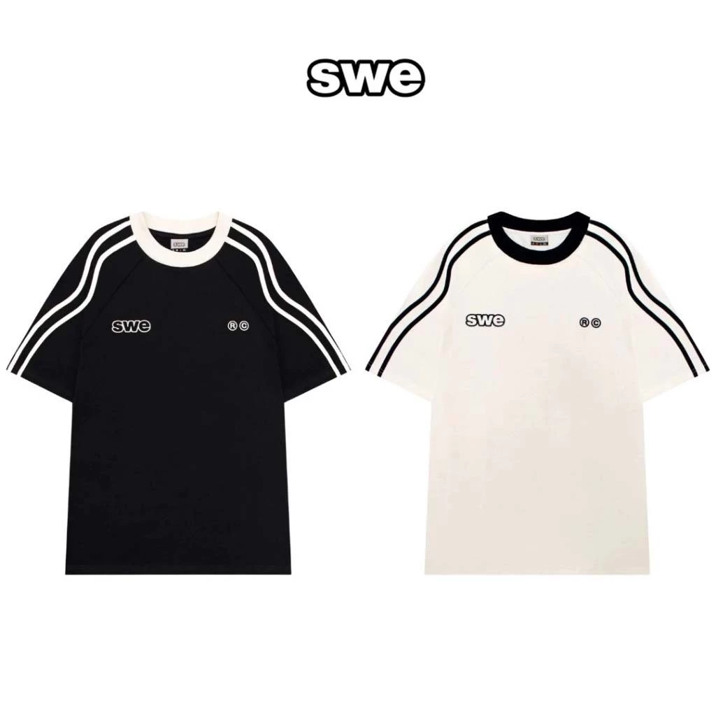 TaiducStore Áo thun Swe Wavelines Tee tay lỡ, form rộng vải Cotton - Thời trang nam nữ Unisex Streetwear Hàn Quốc