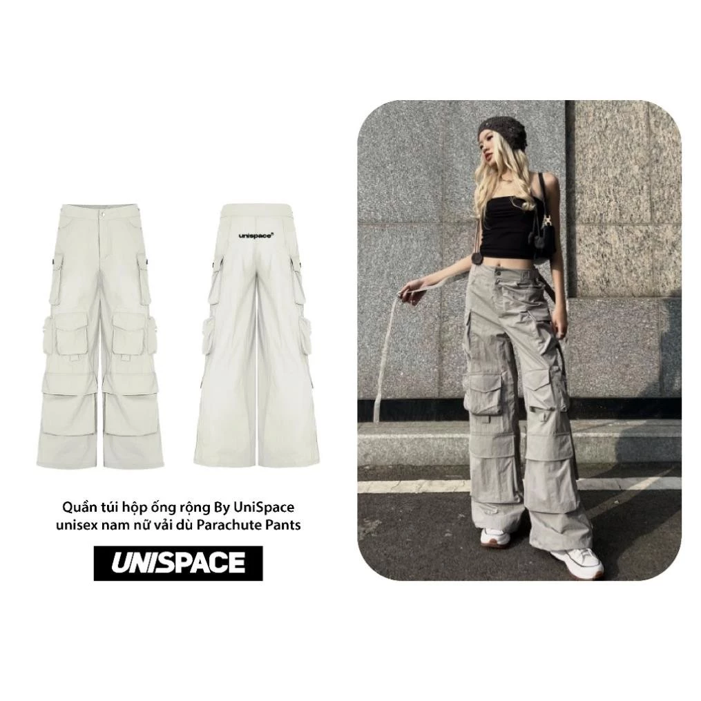 Quần túi hộp ống rộng By.Unispace unisex nam nữ vải dù Parachute Pants