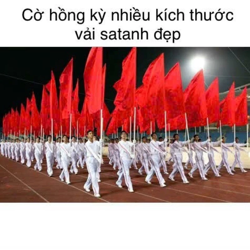 Cờ Hồng kỳ vải satanh chịu nắng mưa nhiều kích thước, cờ đồng diễn, cờ diễu hành