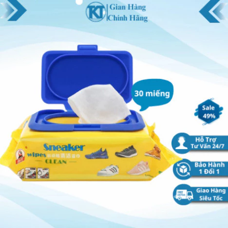 Khăn Giấy Lau Giầy Sneaker - Siêu sạch, Tiện Dụng, Gói 30 Tờ Vệ Sinh Giày Không Hoá Chất Làm Hại Vải