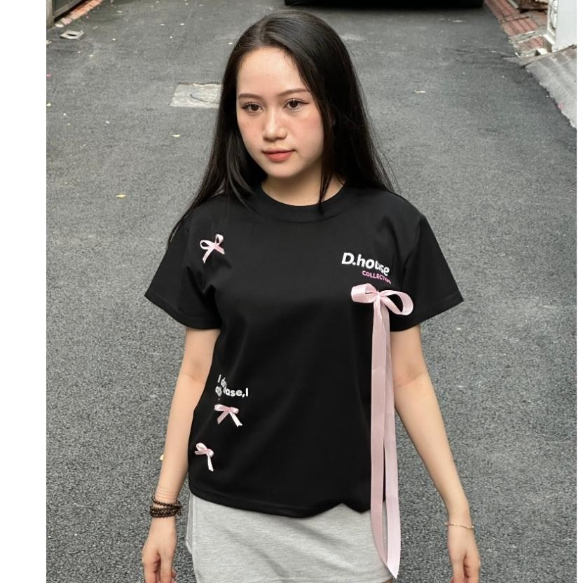 Áo Thun Nữ Ôm BOW BABY TEE Đính Nơ- Form nhỏ Cổ Tròn Top Cotton Ôm gọn