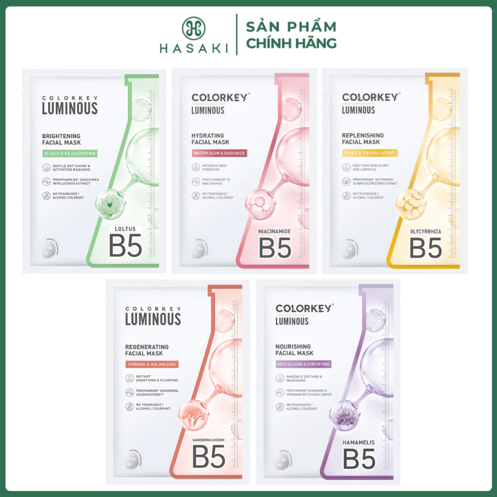 [DAILY] Mặt Nạ Colorkey Luminous B5 Dưỡng Ẩm Sáng Da Căng Bóng Facial Mask 25ml/Miếng Hasaki Chính Hãng