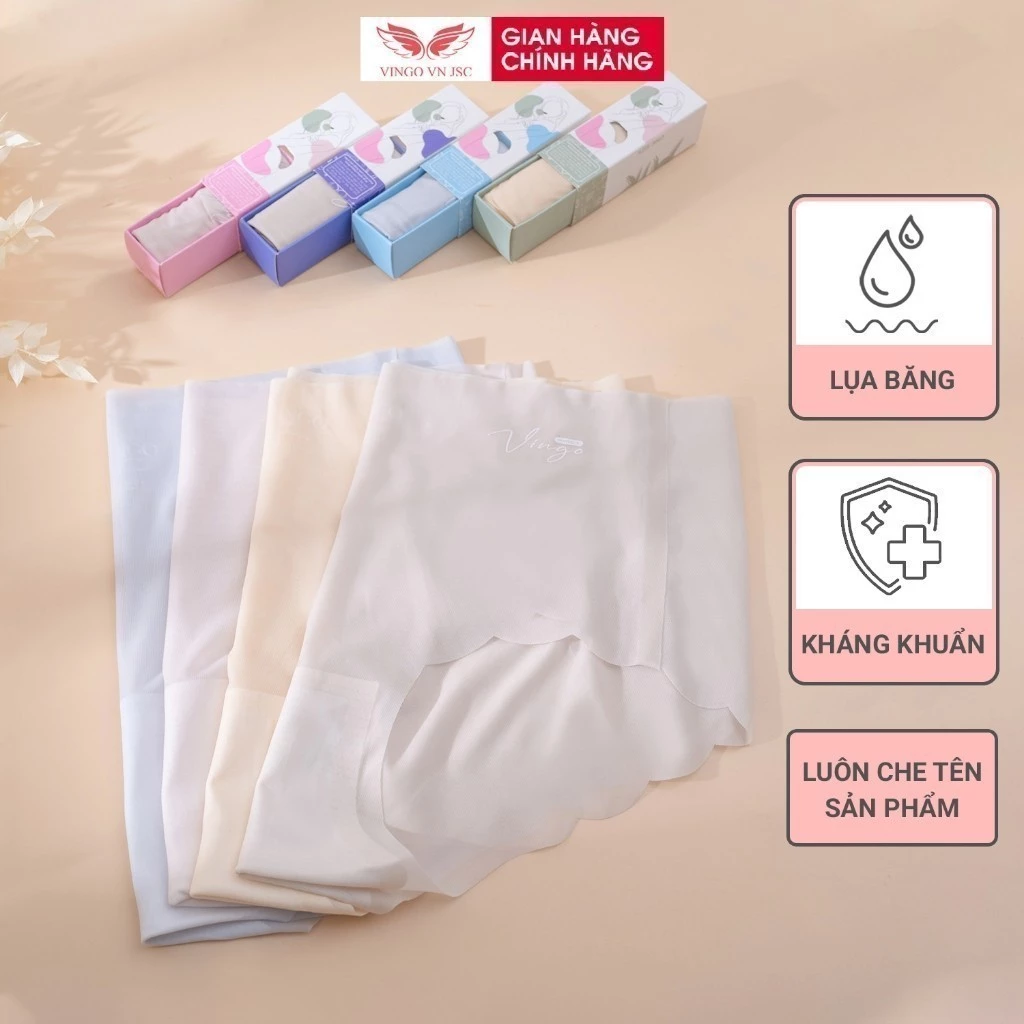 Combo 4 quần lót thỏi son lụa băng tàng hình mát lạnh kháng khuẩn VINGO CB90 VNGO