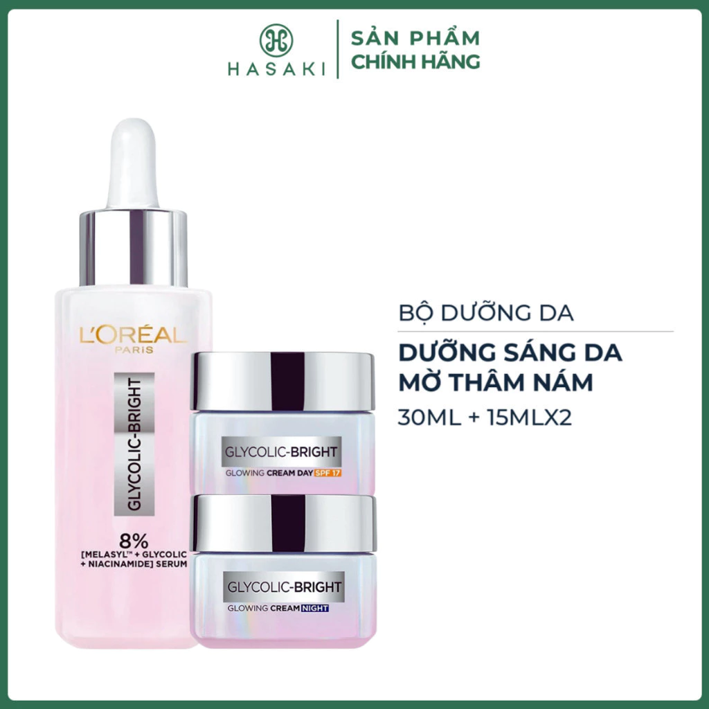 [DAILY] Serum L'Oréal Hỗ Trợ Dưỡng Sáng Và Mờ Thâm Nám 30ml Glycolic Bright Melasyl 8% Hasaki