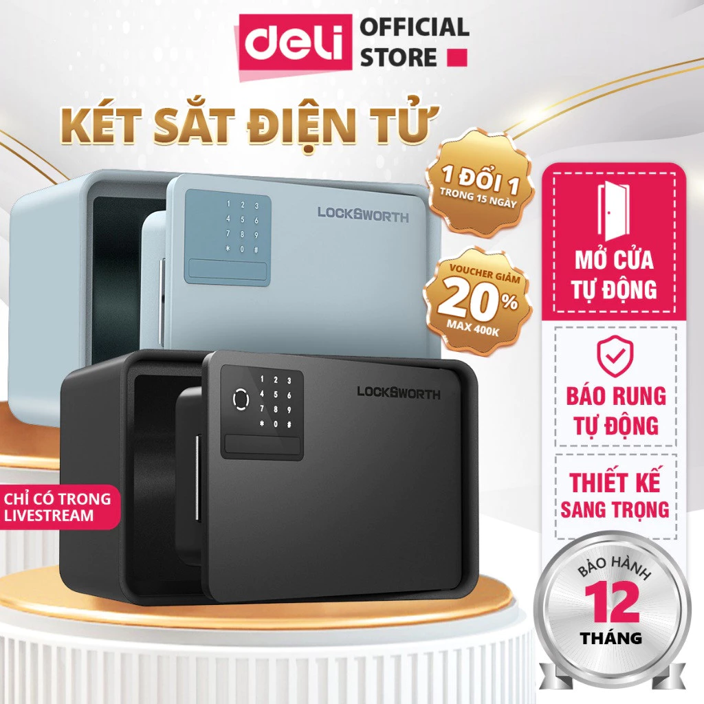 [MỞ CỬA TỰ ĐỘNG] Két Sắt Mini Điện Tử Deli Mới 2025 Két Sắt Thông Minh 2 Kích Thước Bảo Hành 12Tháng