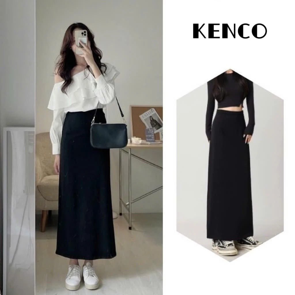 Chân váy midi dáng dài suông co dãn, chân váy thun co dãn TDS clothing Sài Gòn