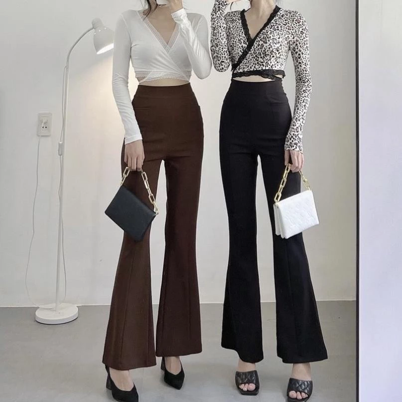 Quần tây nữ ống loe TDS kiểu khóa lưng sau cát nhật co giãn Pant B02