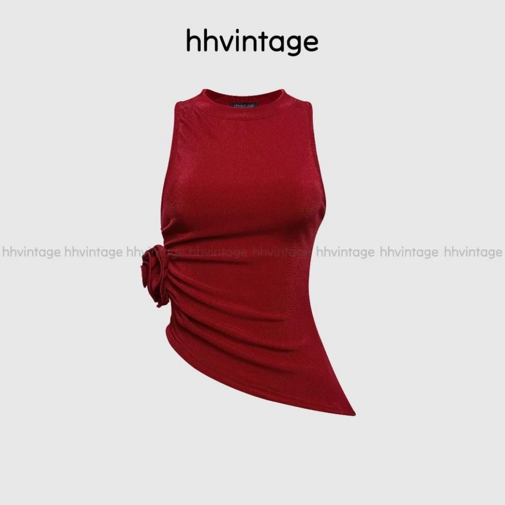 Áo ba lỗ nữ dáng dài TDS kiểu phối hoa 2 lớp thun co dãn Top A43