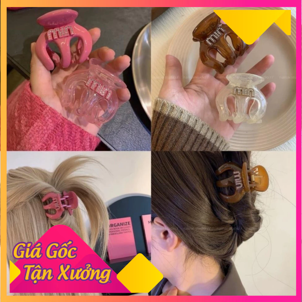 Kẹp Tóc Càng Cua Đính Charm Sang Chảnh Thời Thượng Siêu Hot Kẹp Tóc Đôi Ngựa Điểm Nhấn "Chữ Min"