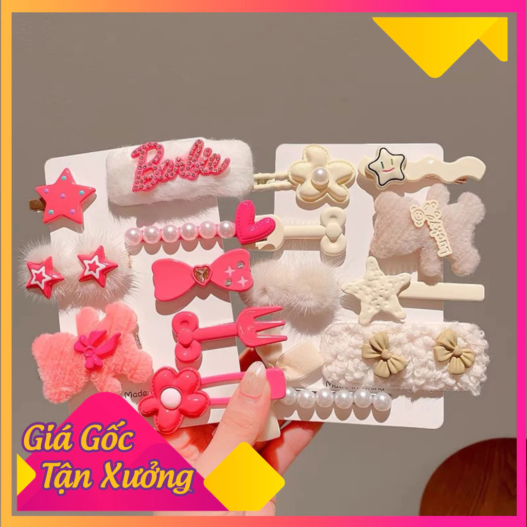 Bộ 8 Kẹp Tóc Hình Thú Nhồi Bông Đáng Yêu - Kẹp Tóc Hình Trái Tim Lông Nhung Sáng Tạo Và Ngộ Nghĩnh