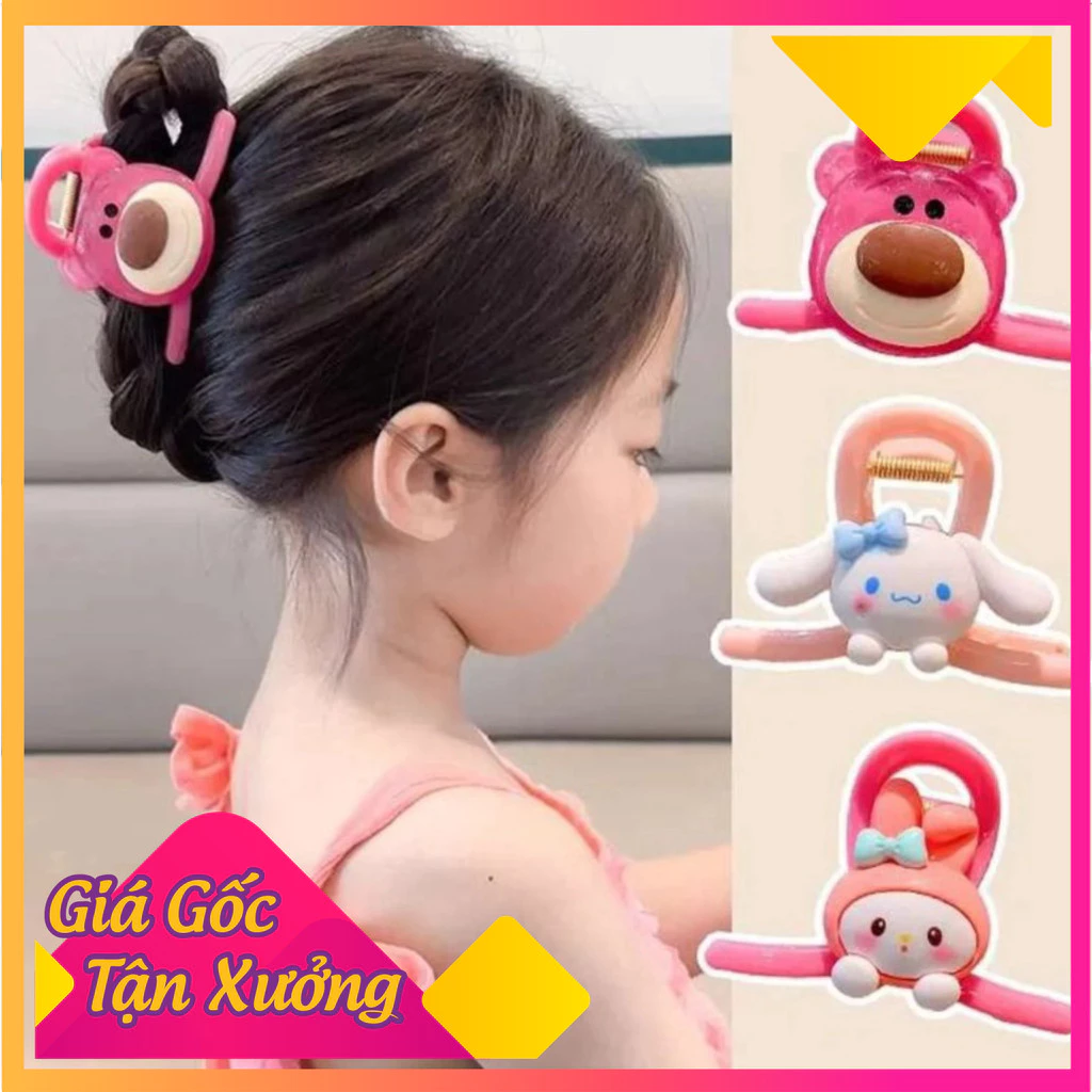 Sét 4 Kẹp Tóc Càng Cua Hình Gấu Dâu Xinh Xắn Cho Bé Gái - Cặp Tóc Hoạt Hình Đáng Yêu Dành Cho Các Bé