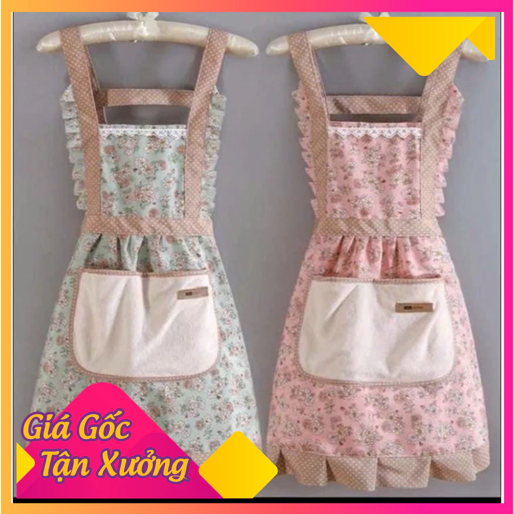 Tạp dề nấu ăn hoạ tiết công chúa phong cách tiểu thư dễ thương cho chị e đầu bếp gia đình