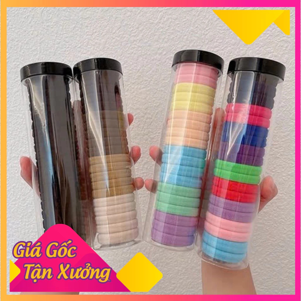 Hộp 20 chun buộc tóc mềm cho nữ. Chun ống trong phong cách cưng xỉu đơn giản
