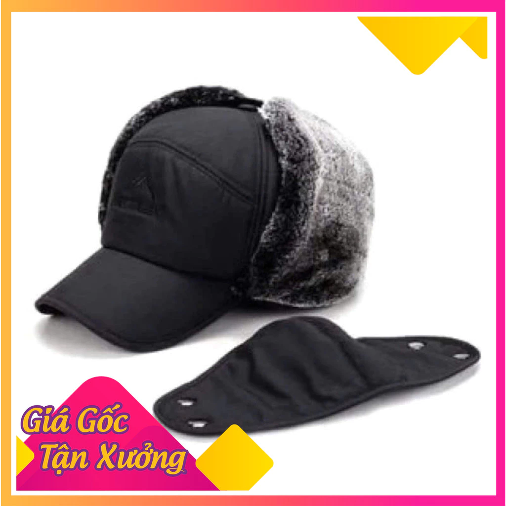 Mũ lông ấm kèm khẩu trang chắn gió giữ ấm mùa đông tiện dụng