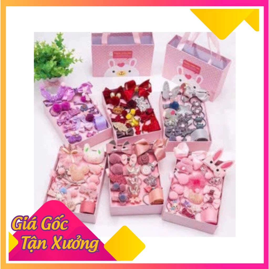 Hộp kẹp tóc kèm dây 18 chi tiết dễ thương cho bé gái