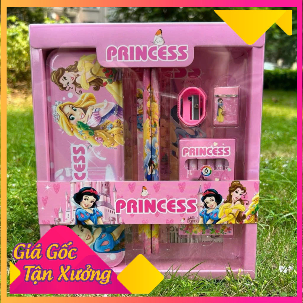 Bộ dụng cụ học tập 7 món cho bé/ Bộ kèm hộp bút màu tẩy tiện lợi cho bé yêu