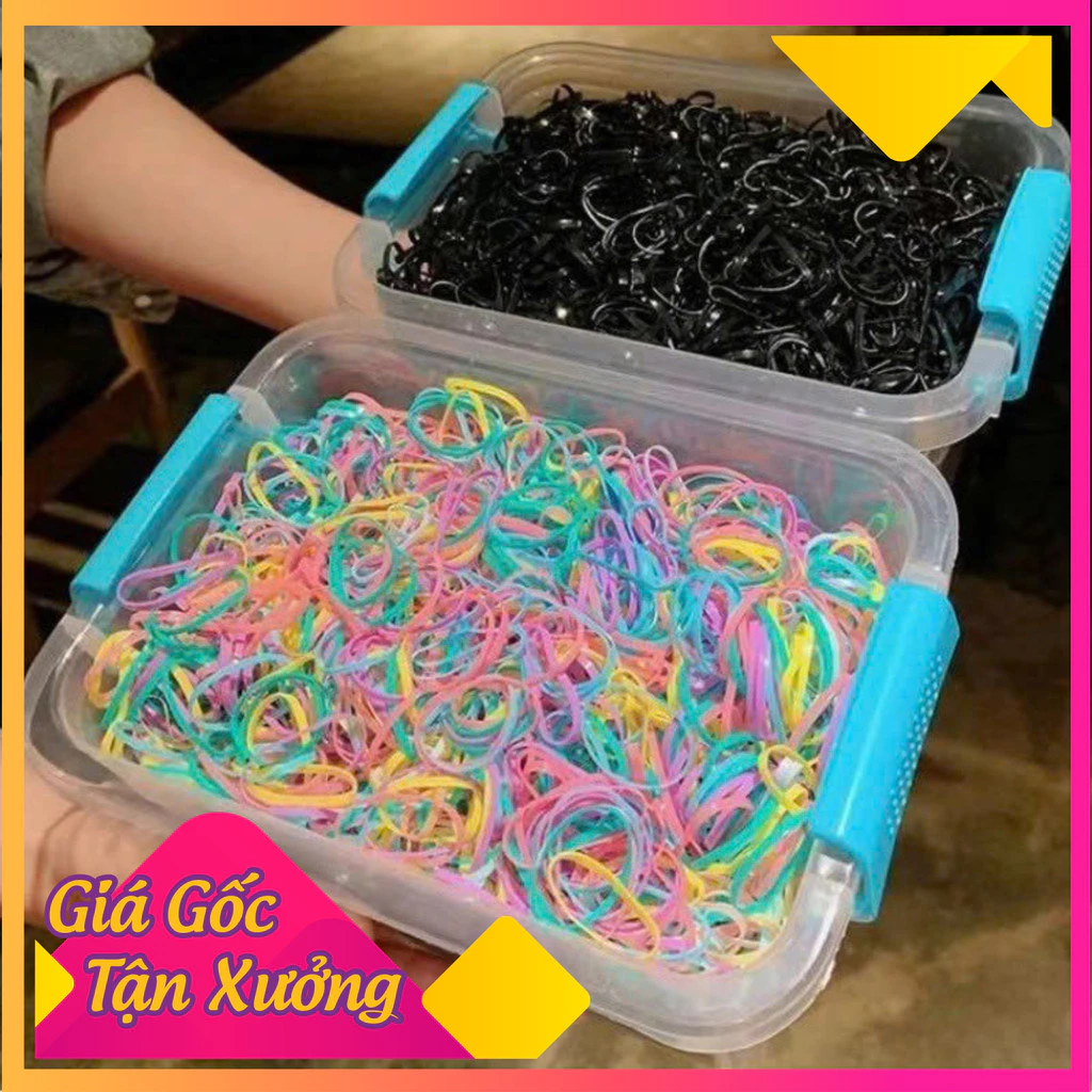 Hộp chun buộc tóc bằng cao su dai dễ sử dụng. Hộp đựng nhiều chun buộc tóc cho bé