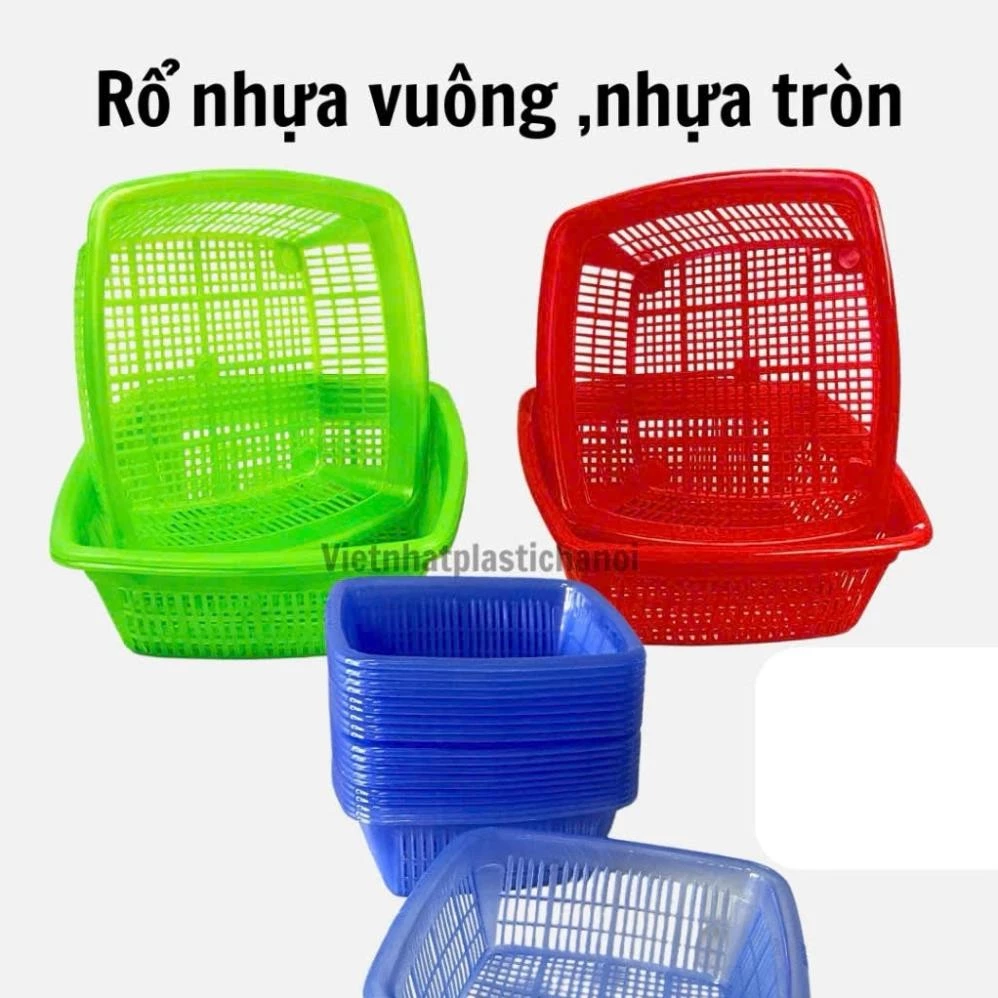 Combo 50 Rổ vuông( MÀU CŨ) ,Rổ tròn ( MÀU MỚI)  mini nhựa Việt Nhật (3291) (3295) rổ đựng rau sống, hoa quả đồ dùng bé