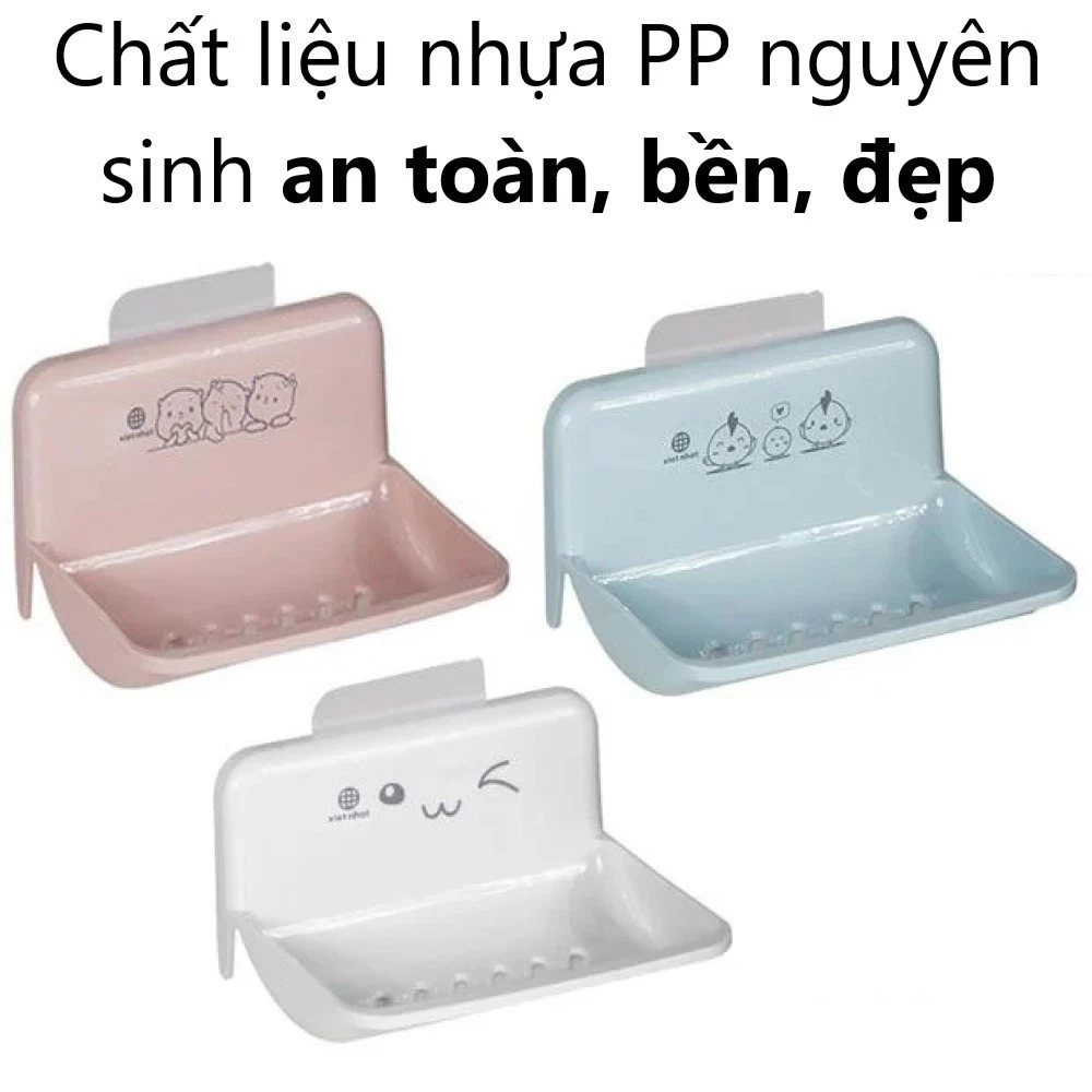 Khay đựng xà bông cục nhựa VIỆT NHẬT - Kèm miếng dán tường, lỗ thoát nước - Chính hãng 5609