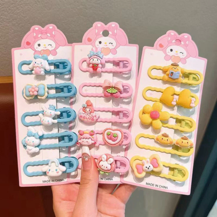 Bộ 5 Kẹp Tóc Hình Kuromi, Melody Dễ Thương Ngọt Ngào Dành Cho Bé Gái🍒FREESHIP🍒Họa Tiết Hoạt Hình