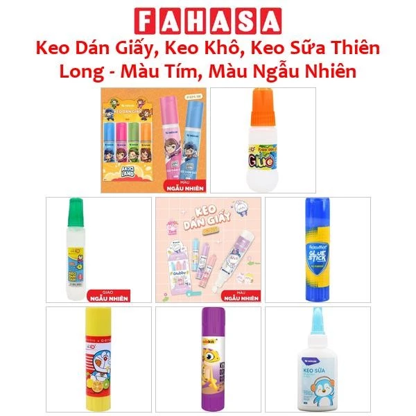 Keo Dán Giấy, Keo Khô, Keo Sữa Thiên Long - Màu Tím, Màu Ngẫu Nhiên