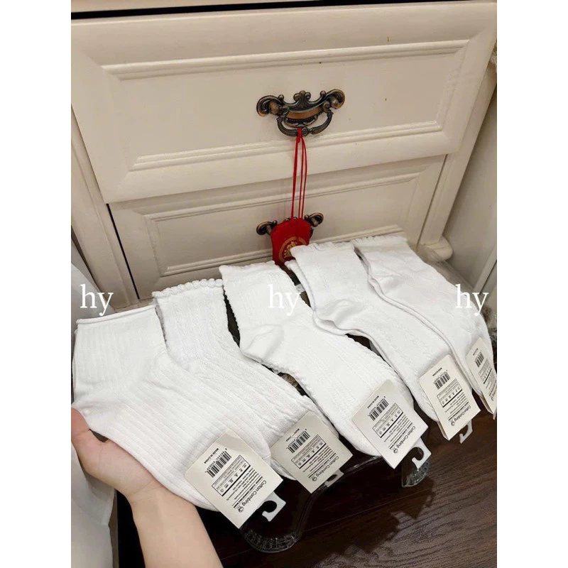 SET 10 ĐÔI TẤT TRẮNG HOẠ TIẾT HÀN QUỐC MIX ĐỦ LOẠI