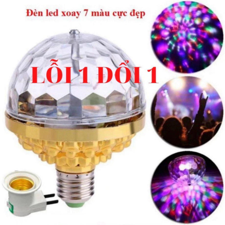 Đèn led xoay HGHOME 7 màu vũ trường nháy chớp theo nhạc bay phòng sân khấu hiệu ứng 360 độ kèm đui cắm [ HÀNG TỐT ]