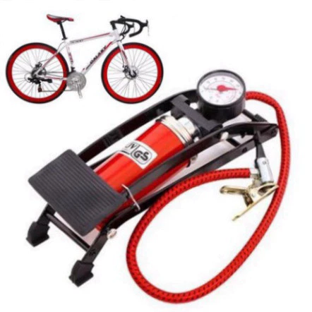 Bơm đạp chân mini HGHOME dành cho mọi loại xe có đồng hồ hiển thị số kg hơi