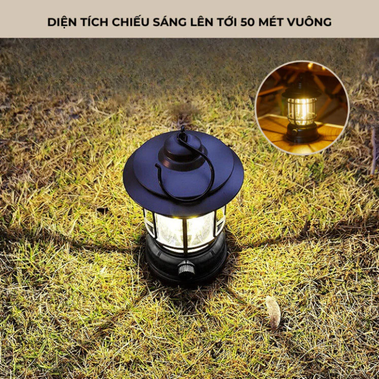 Đèn Cắm Trại HGHOME Dã Ngoại Du lịch Dùng Pin Sạc USB Tích Điện Thời Gian Sử Dụng Lên Tới 6h [ HÀNG CAO CẤP ]