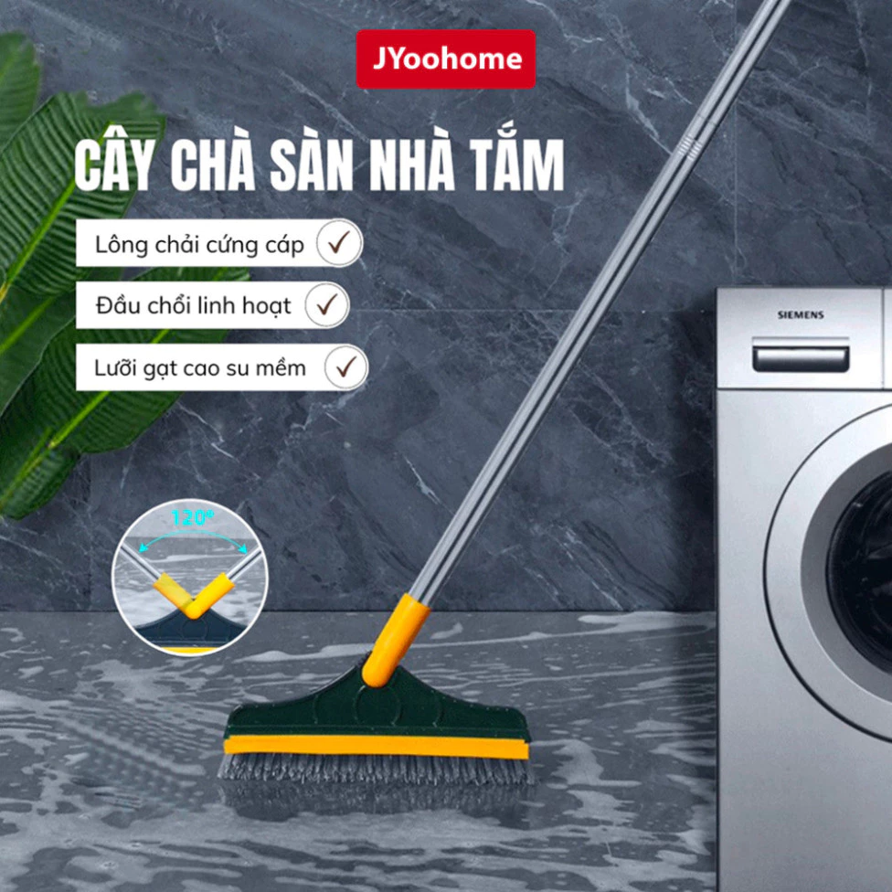 Chổi Chà Sàn Nhà Tắm 2in1 HGHOME Cây Gạt Nước Nhà Tắm Vệ Sinh Nhà Cửa Thông Minh Xoay 120 Độ [ HÀNG TỐT ]
