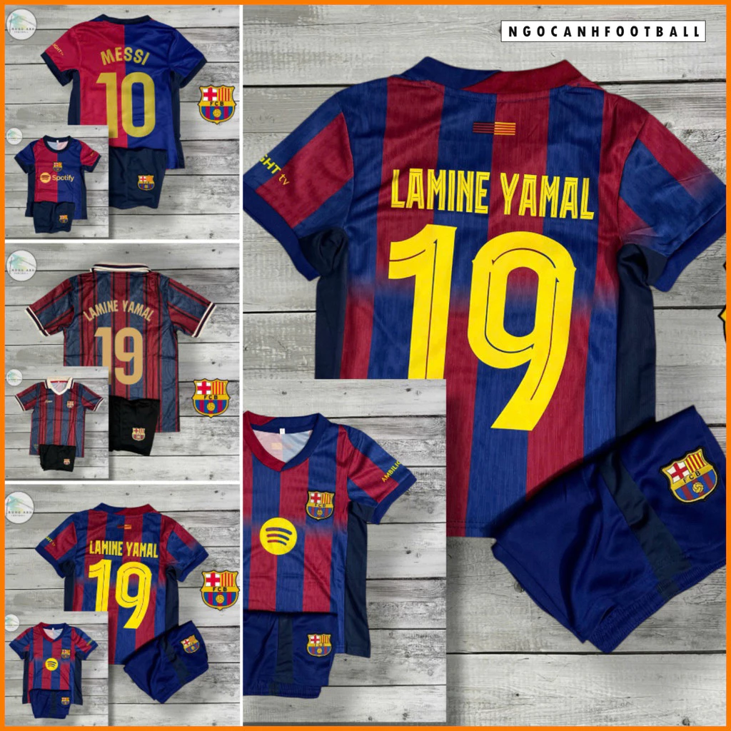 Áo Bóng Đá Trẻ Em Barcelona Messi Yamal - Vải Thái Mát Lạnh - In Tên và Số Theo Yêu Cầu Riêng