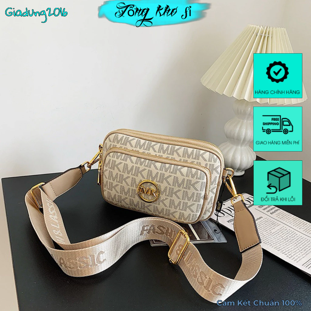 [Túi Qc loại 1] túi 3 ngăn sz 21 chữ trắng/chữ nâu 🌏FREE SHIP🌎 đeo đt dây dù in chữ, đầu khoá tag chữ imjk (Tuyển Sỉ)