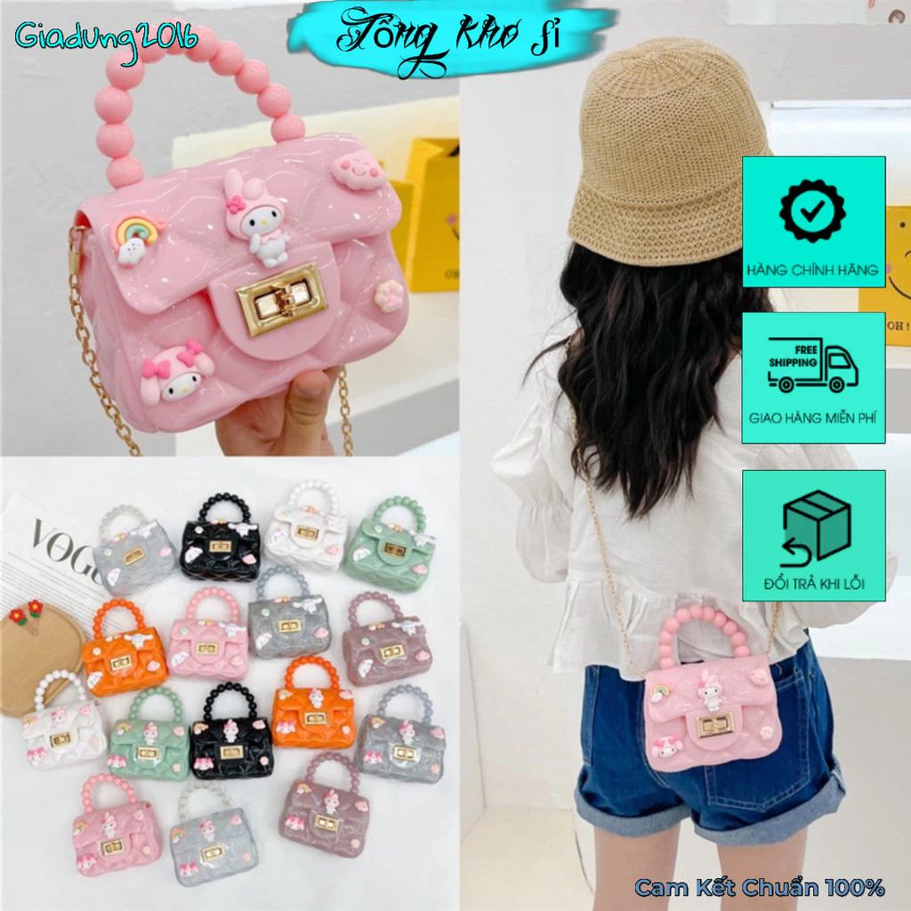 Túi Quai Ngọc đeo chéo cho bé gái có dán sticker hoạt hình ngộ nghĩnh (Tuyển Sỉ)