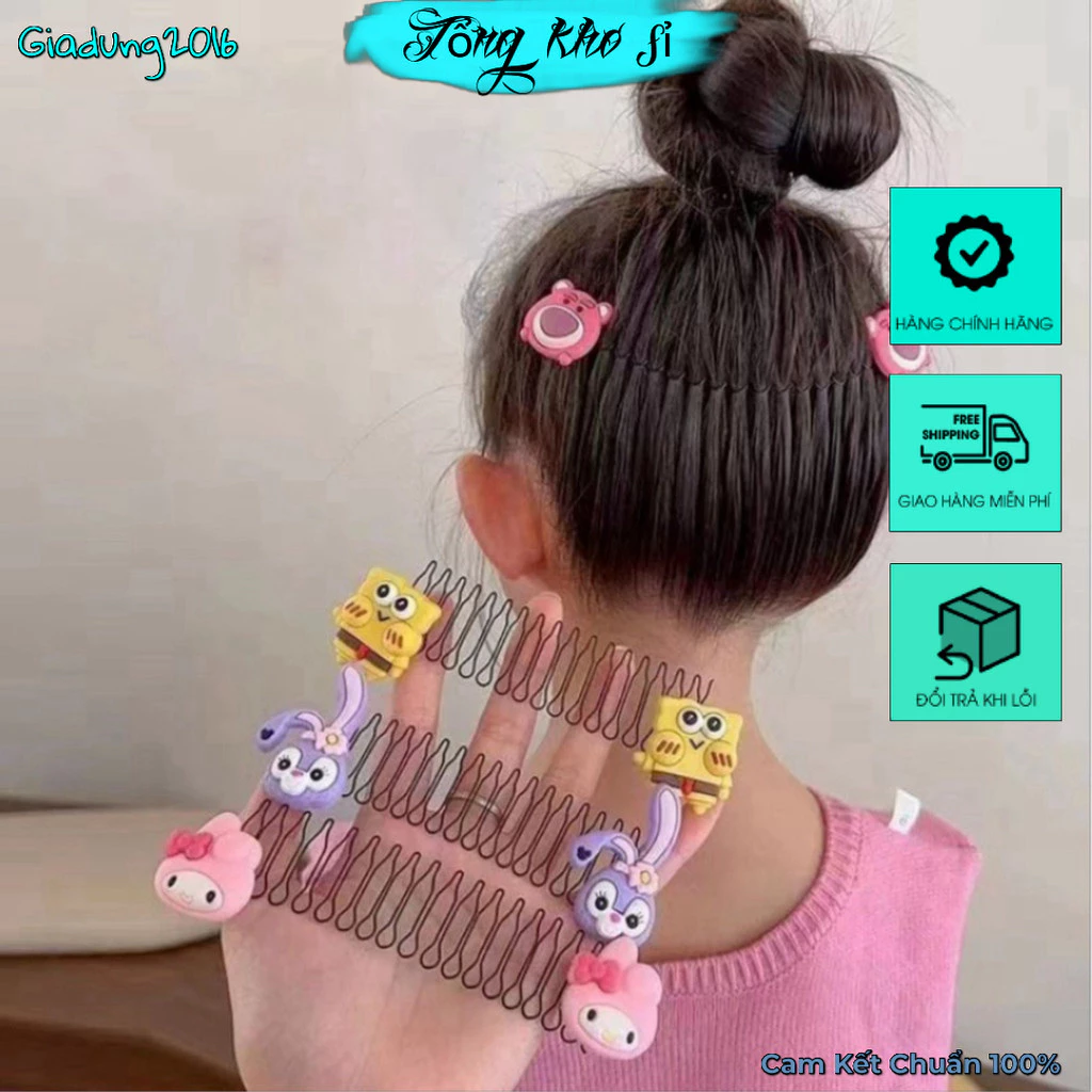 Set 2 Xược Tóc Gãy Ngược Vô Hình Làm Gọn Gàng Mái Tóc Gãy Cho Bé Gái - Lược Cài Tóc Con Hình Gấu ( Tuyển Sỉ )