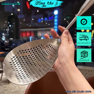 Muôi Muỗng Thủng To Ăn Lẩu 14cm Inox Cao Cấp Không Gỉ🌏FREE SHIP🌎Vá Thủng Cán Dài Tay Cầm Cách Nhiệt Vớt Đồ Lẩu, Topping