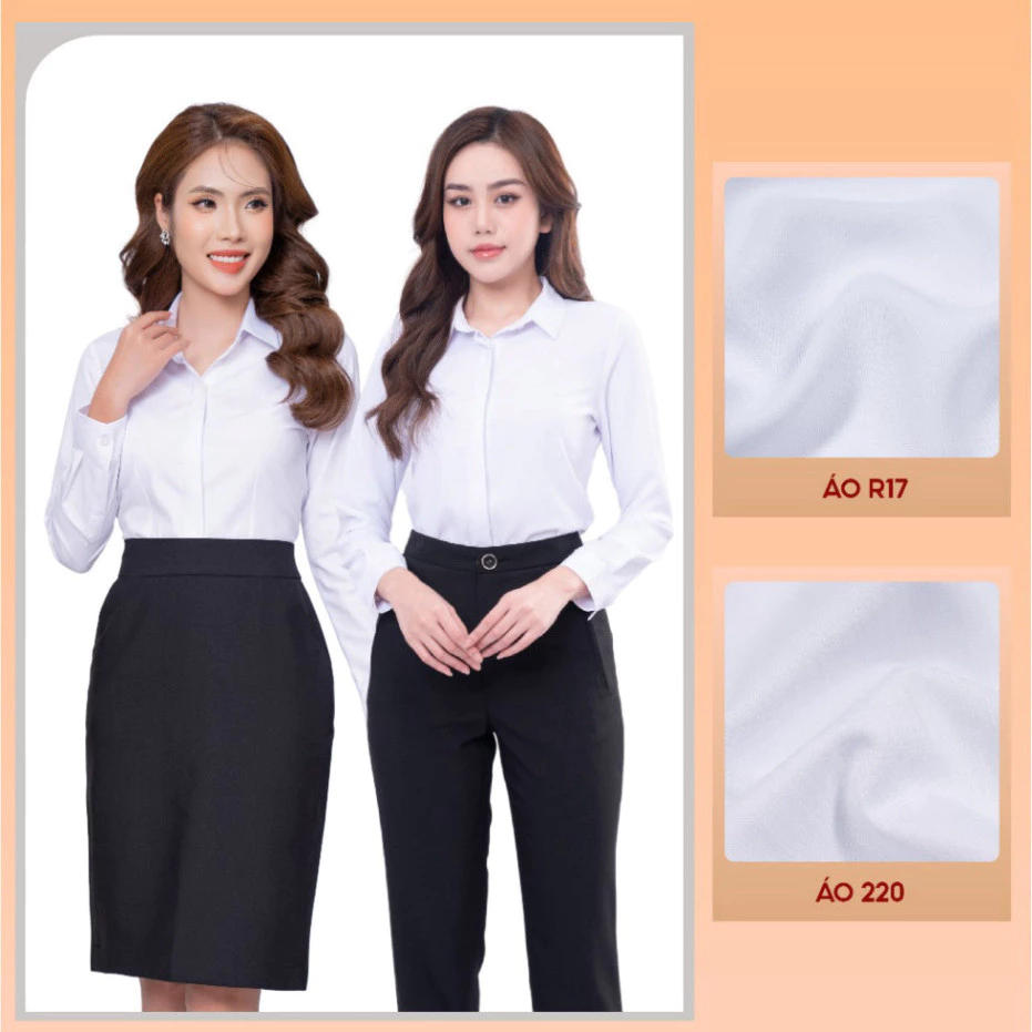 Áo sơ mi nữ cao cấp Thái Hòa, chất liệu cotton sợi tre bạc hà linen nhẹ nhàng, thanh lịch