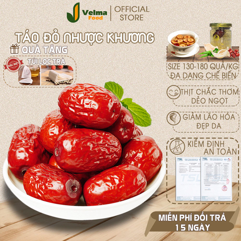 Táo đỏ Nhược Khương Velma Food, 1kg táo Tân Cương size đại ruột vàng thơm dẻo ngọt