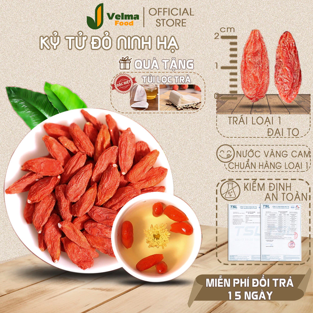 Kỷ tử VELMA FOOD nội địa trung organic làm đẹp da, cải thiện thị lực