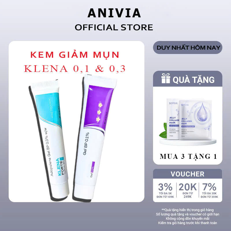 ( Chính Hãng) Gel Mụn Klena 0.3% - 0.1% Hỗ Trợ Giảm Mụn Trứng Cá, Mụn Đầu Đen, Mụn Ẩn