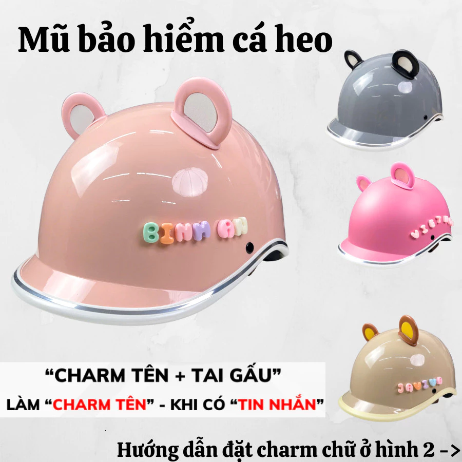 Mũ bảo hiểm cá heo cho bé từ 5-12 tuổi, có tem kiểm định chất lượng, bảo hành 1 năm