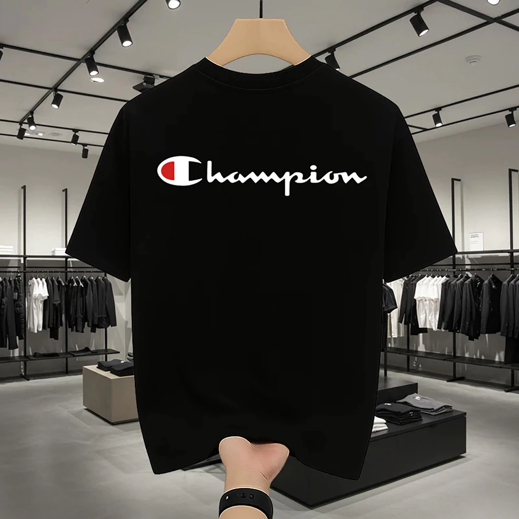 COD Áo thun CHAMPION cổ tròn tay ngắn, áo phông tay lỡ nam nữ unisex chất cotton co dãn thoáng mát thấm hút mồ hôi Áo Ph