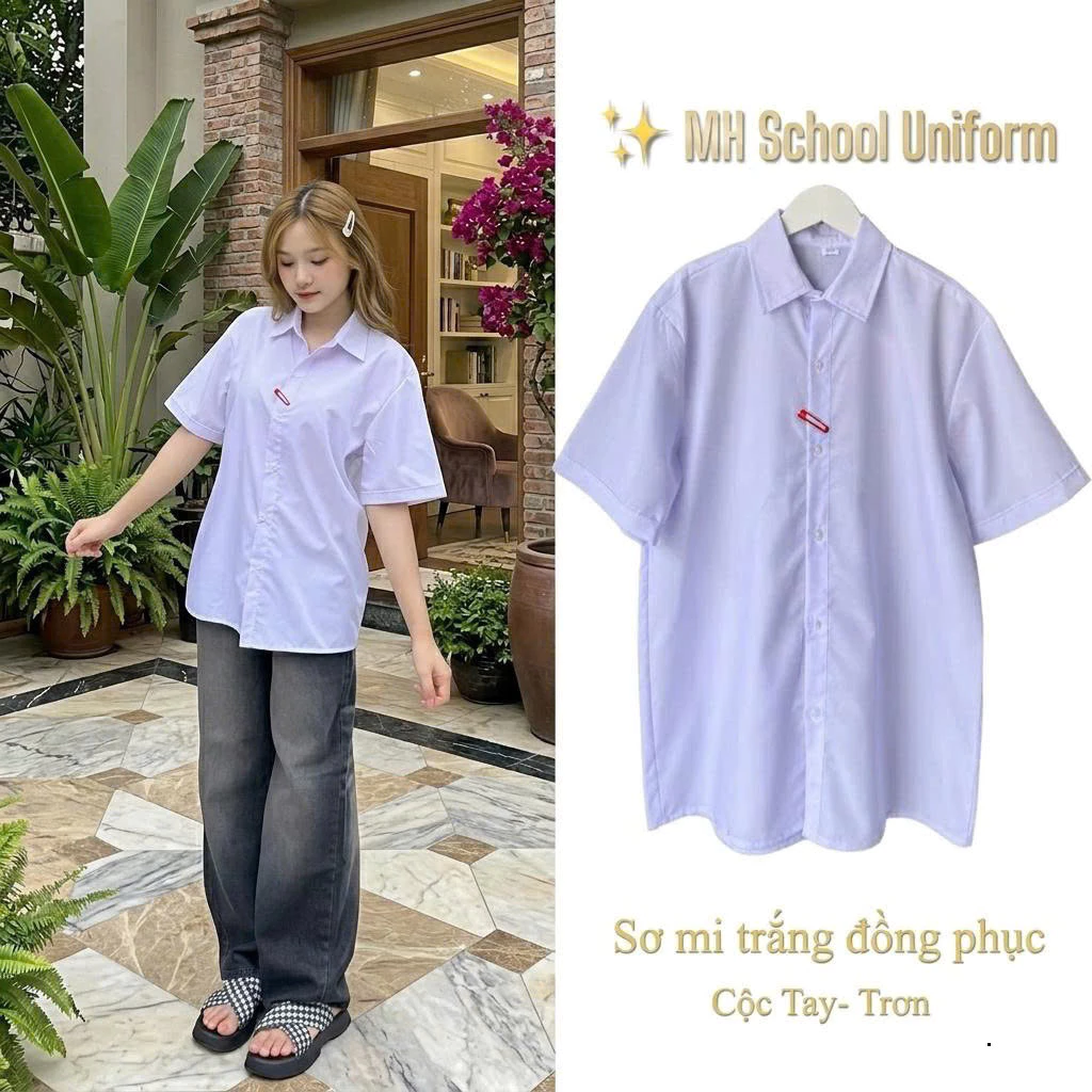 Giá Xưởng Áo Sơ Mi Trắng Học Sinh, Áo Đi Học Cộc Tay, Dài Tay Cho Nam Nữ Đủ Độ Tuổi học sinh..