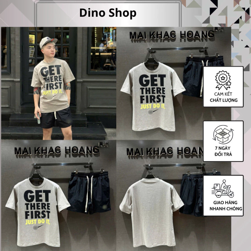Bộ Cộc Nam Nai In Chữ Get There First Màu Xám Cực Đẹp - Bộ Hè Nam Nai In Chữ Ngực Cao Cấp Boy Phố 2026